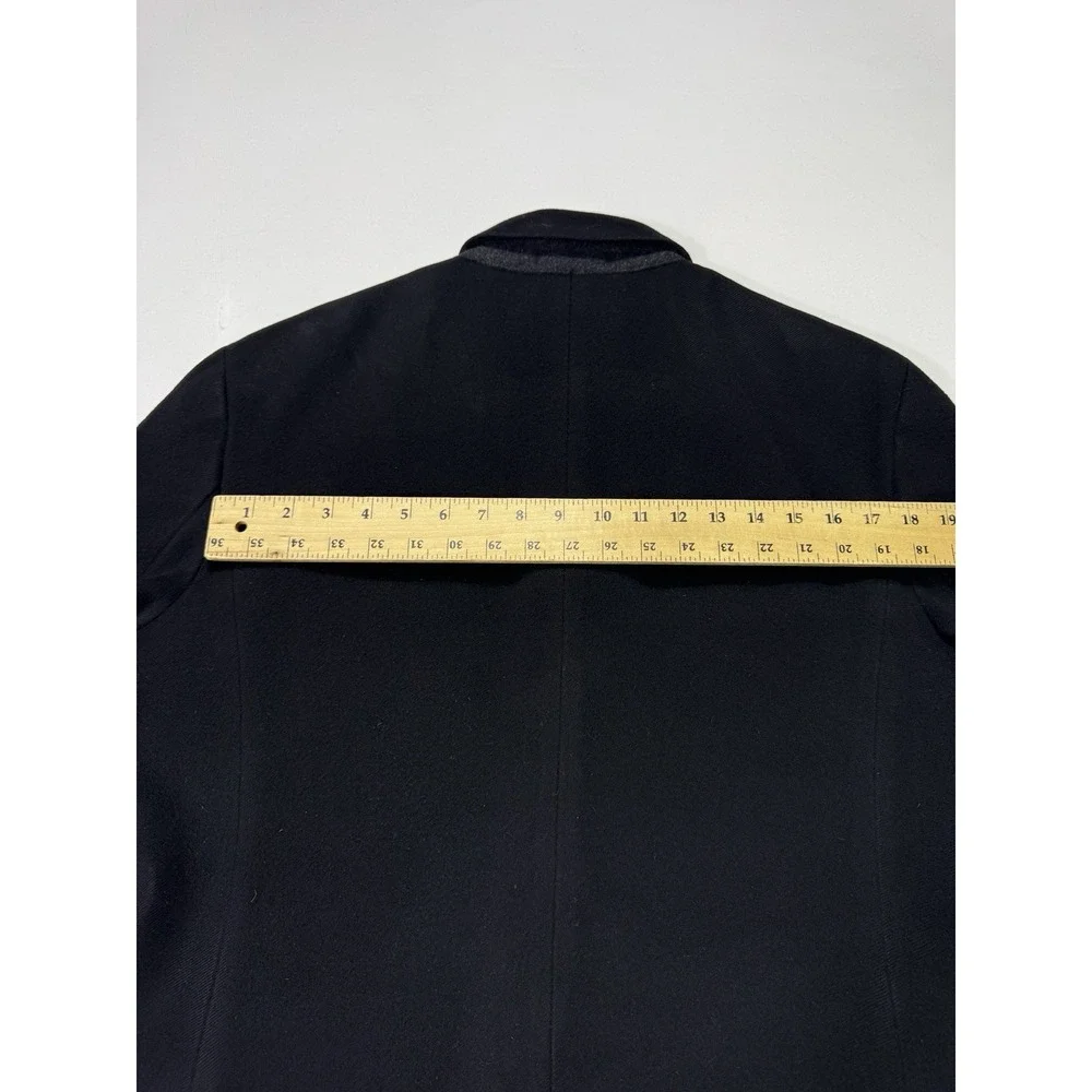 J Crew Mayfair Topcoat Mens Large Black Wool Cashmere Quilted Overcoat 17935 L